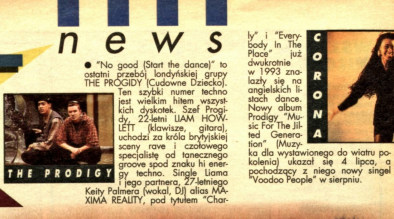 Wzmianka o The Prodigy - Bravo 1994/08.